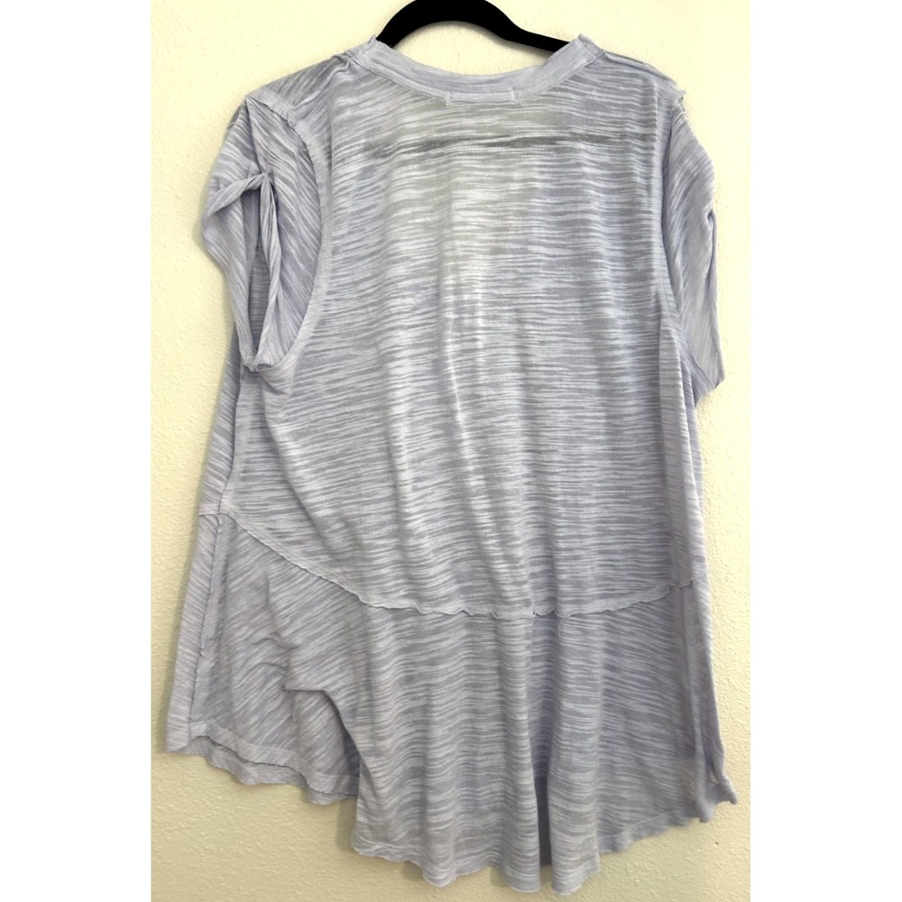 We The Free Women Top Tee Free People Sheer Coastline Peplum Hem Lavender MEDIUM - Picture 2 of 7